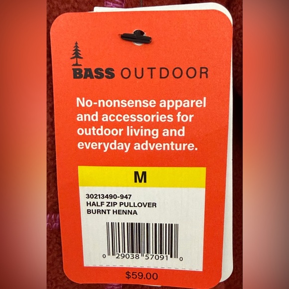 Bass Outdoor Half Zip Pull Over Fleece with Thumbholes Burnt Henna Medium NWT - Picture 6 of 9